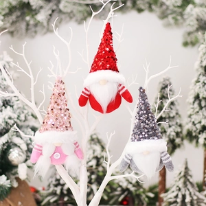 Sequin Christmas Gnome Hanging Ornament Faceless Plush Forest Man Doll For Xmas Tree Home Party Decor Nordic Style