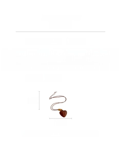 Detailed size specifications for heart wood pendant necklace with length measurements