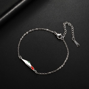 Close-up of silver stainless steel double layer bracelet with UAE map flag charm