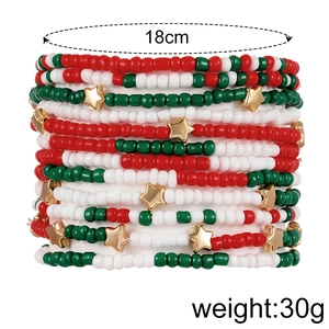 Detail view of colorful multilayer beaded bracelets with 18cm circumference and stars
