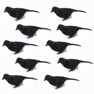 Lot de 10 corbeaux noirs artificiels réalistes pour décoration de Noël et fête