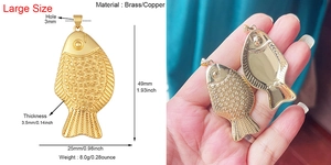 Spécifications de taille pour grand pendentif cœur en laiton doré avec détails en zircon