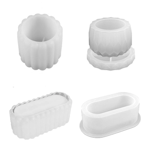 Set of four geometric silicone molds for DIY succulent pots and resin crafts