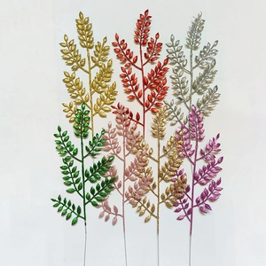 Gambi di foglie artificiali glitterati in vari colori per decorazioni natalizie di casa