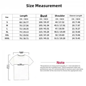 Guida alle taglie dettagliata per t-shirt sportiva da uomo con misure in CM e POLLICI