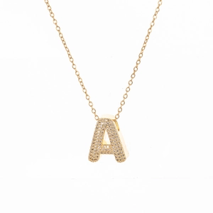 Eleganter vergoldeter 'A' Buchstabenanhänger mit funkelnder Zirkonia-Einlage für Damen
