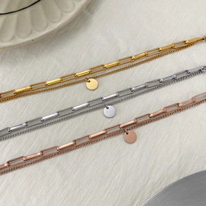 Double-layered smile pendant bracelet in gold, silver, and rose gold stainless steel