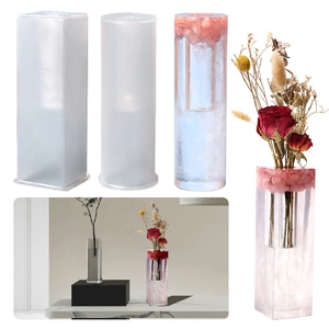 DIY Resin Vase Silicone Mold Cylinder Rectangle Flower Arrangement Casting Tool For Home Decoration Handmade Crafting
