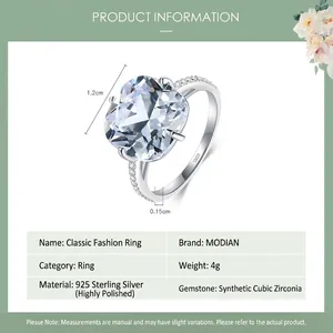 Luxury 925 sterling silver ring with 5ct cushion cut zircon and side accent stones
