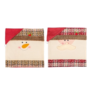 Christmas snowman and Santa Claus plush chair covers for holiday home dining decoration