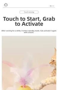 Gioco elettrico interattivo per gatti con sensore tattile e accessorio piuma viola