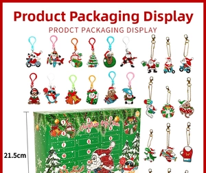 DIY Christmas diamond art keychain set with festive charms and 21.5cm advent gift box