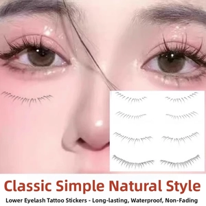 Detailed comparison of natural waterproof lower lash tattoo stickers on skin