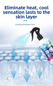 Cooling spray mist demonstration showing rapid heat relief on skin surface layer