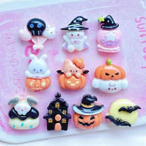 Mini Halloween Resin Charms Pumpkin Ghost Skull Bat Flatback For DIY Crafts Phone Case Jewelry Making Accessories