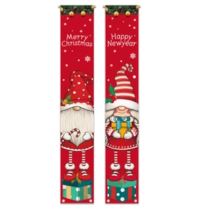 Christmas Gnome banners set with Merry Christmas and Happy New Year festive slogans