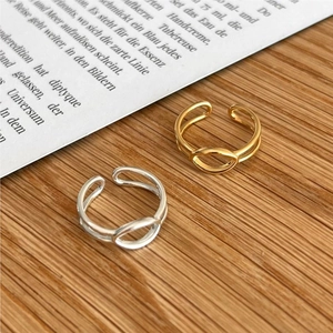 925 Sterling Silver Ring Adjustable Geometric Hollow Oval Double Line Minimalist Korean Ins Style Women Jewelry Gift