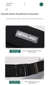 Detail of adjustable buckle strap and soft white printed logo on summer sun visor hat