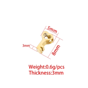 Herz-Schlüssel-Anhänger aus goldenem Edelstahl mit Maßen von 5mm x 8mm für Schmuck