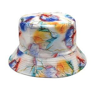 Double-sided colorful oil painting print bucket hat with abstract watercolor pattern