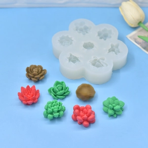 Stampo in silicone succulente 3D per sapone fai-da-te, fondente e resina con 7 cavità