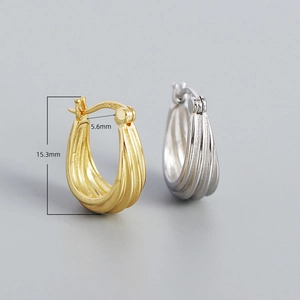 Minimalist S925 sterling silver geometric spiral hoop earrings 15.3mm x 5.6mm