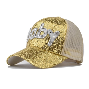 Casquette De Baseball À Paillettes Mesh Trucker Hat Avec Künstliche Perles Strass Lettre Baby Respirant Pare-Soleil Mode Pour Hommes Femmes Enfants