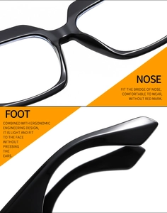 Detailed close-up of ergonomic black eyewear frame nose pads and temples