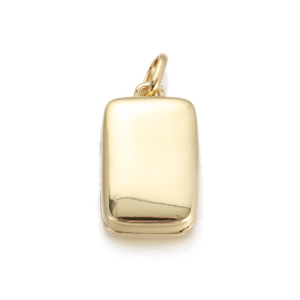 Minimalist 18K gold plated rectangular sun box pendant with smooth polished finish