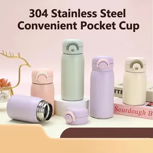 Mini Vacuum Insulated Water Bottle 304 Stainless Steel Portable Bounce Lid Leak-proof Pocket Flask Outdoor Travel Minimalist