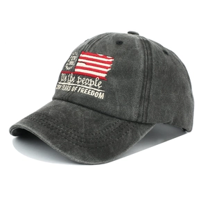 Deep grey washed cotton baseball cap with American 250th anniversary embroidery detail