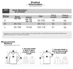 Detailed size chart for lace mini dress showing S M L measurements in centimeters