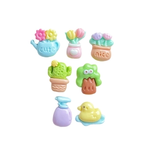 Mini resin flower pot and duck charms for DIY crafts and phone case decoration