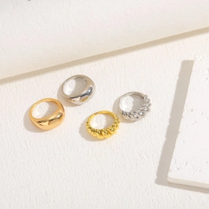 Minimalist 14K gold and silver plated rings in smooth and twisted rope styles