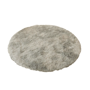 Soft plush round light grey shaggy rug for living room and bedroom floor decor
