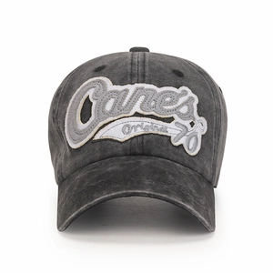 Vintage washed charcoal baseball cap with Canes Original 76 embroidery and breathable eyelets