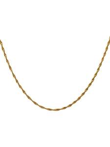 Elegant gold stainless steel sparkling wave chain necklace with a minimalist thin design
