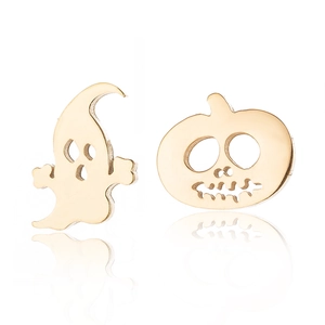 Orecchini a Bottone Halloween in Acciaio Inossidabile Simpatici Fantasma Zucca Jack-O'-Lantern Orecchini Asimmetrici da Donna Regalo di Natale Gioielli di Moda