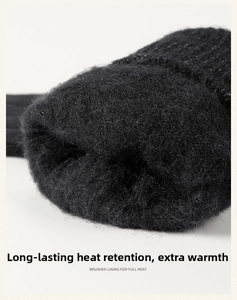 Close-up of thick black brushed thermal lining for winter gloves providing warmth