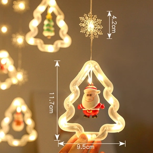 Christmas LED string lights with Santa Claus pendants and snowflakes for tree decoration