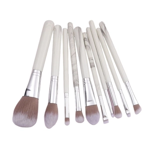 10pcs marble pattern makeup brush set with synthetic bristles for powder and eyeshadow