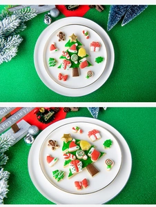 Detailed view of Christmas cookie cutters featuring tree and gingerbread man on a white stand