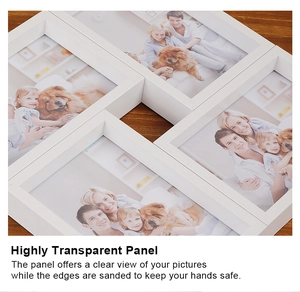 Detail of high transparency panels and safe frosted edges on white multi-frame sets