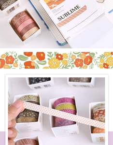 Détails de rubans washi aux motifs floraux vintage pour décor de scrapbooking