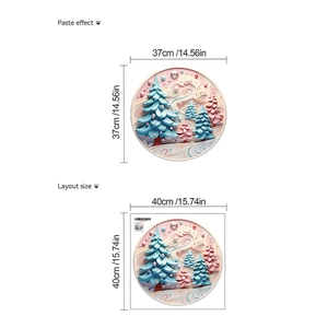Detailed dimensions of cartoon snowman wall sticker showing layout size and paste effect