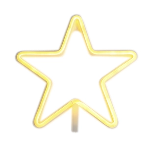 Star-shaped LED neon light in warm yellow glow for festive wall and room decoration