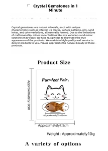 Tiger eye stone fish figurine on a cat-themed healing card, size 20x38mm for gifts