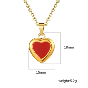 Collier rétro français avec pendentif cœur plaqué or 18k, dimensions 18mm par 15mm