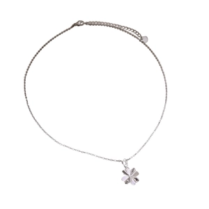 Elegant silver four-leaf clover pendant necklace with a delicate chain for women