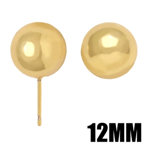 Dettaglio degli orecchini a lobo a sfera dorata da 12mm con finitura metallica lucida